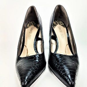 Sam & Libby women black crocodile skin print pointed toe high heel pumps sz 7.5